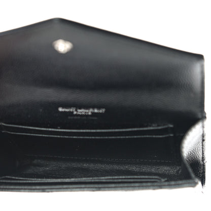 Saint Laurent Grain De Poudre Matelasse Chevron Small Monogram Envelope Wallet Black 5 of 9