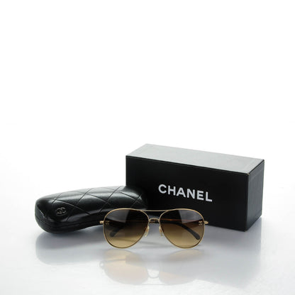 Chanel Aviator CC Sunglasses 4189-T-Q Gold 6 of 6