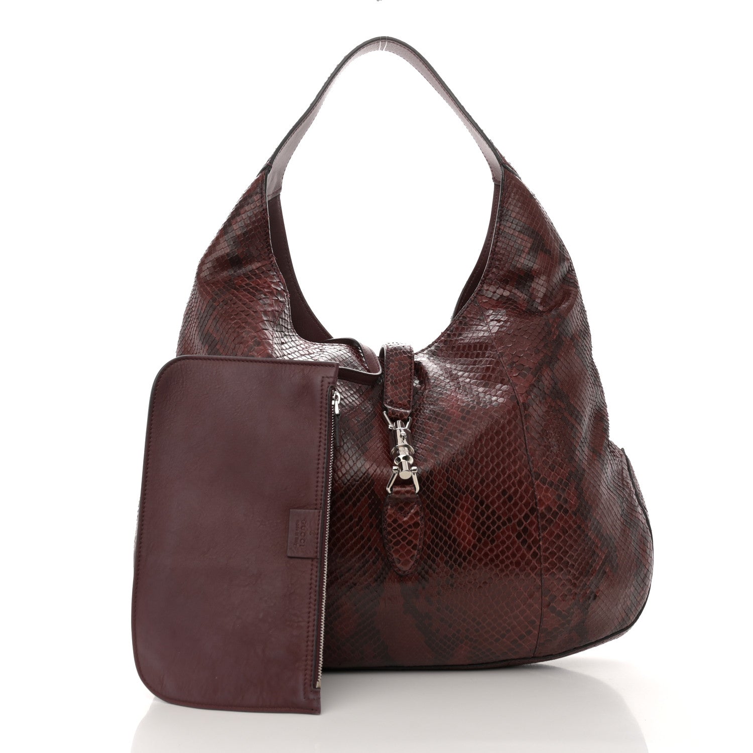 Gucci Snakeskin Large Jackie Shoulder Bag Red 3 of 15