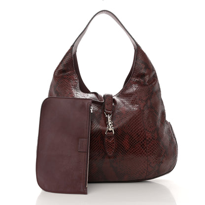 Gucci Snakeskin Large Jackie Shoulder Bag Red 3 of 15