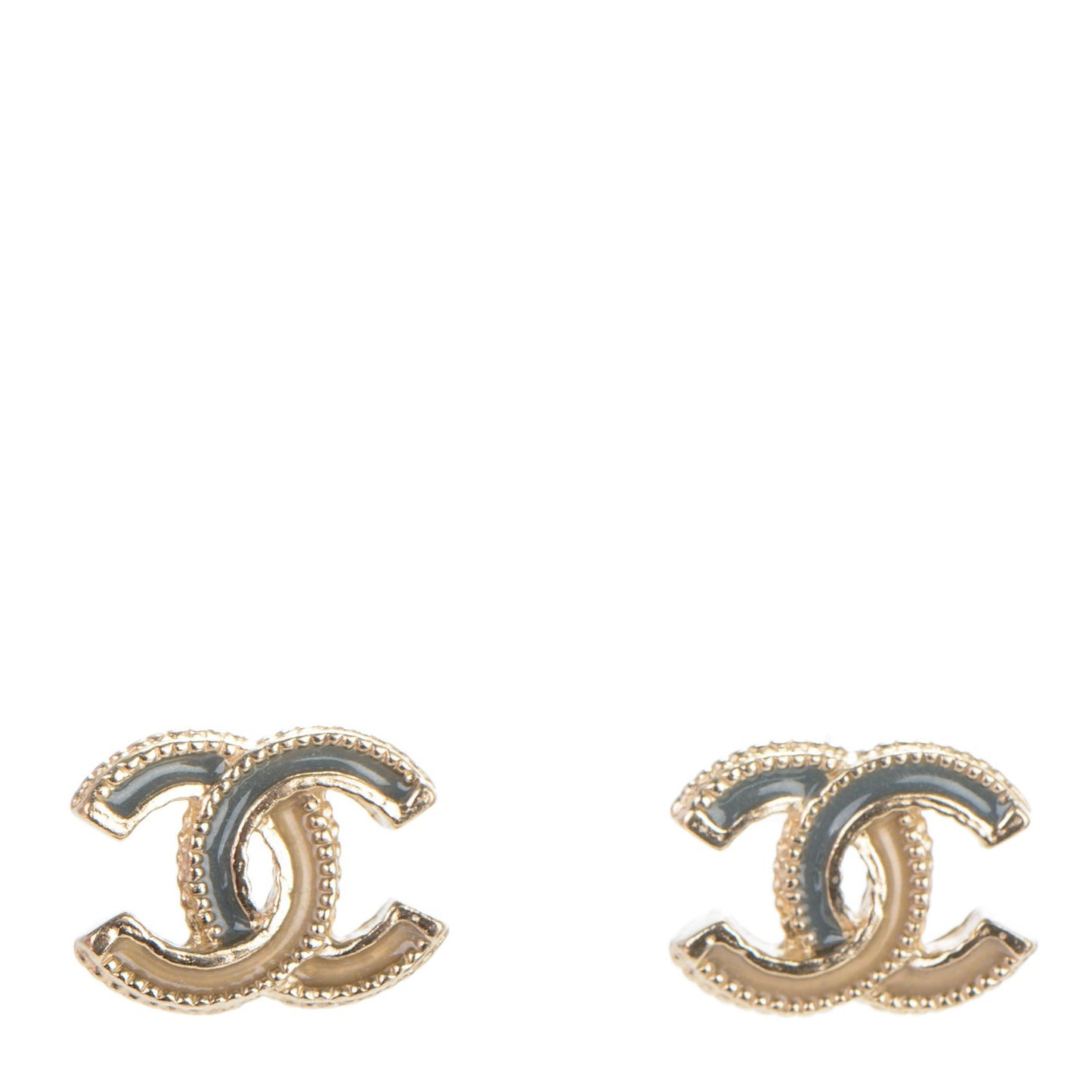 Glitter Enamel CC Earrings Grey Gold