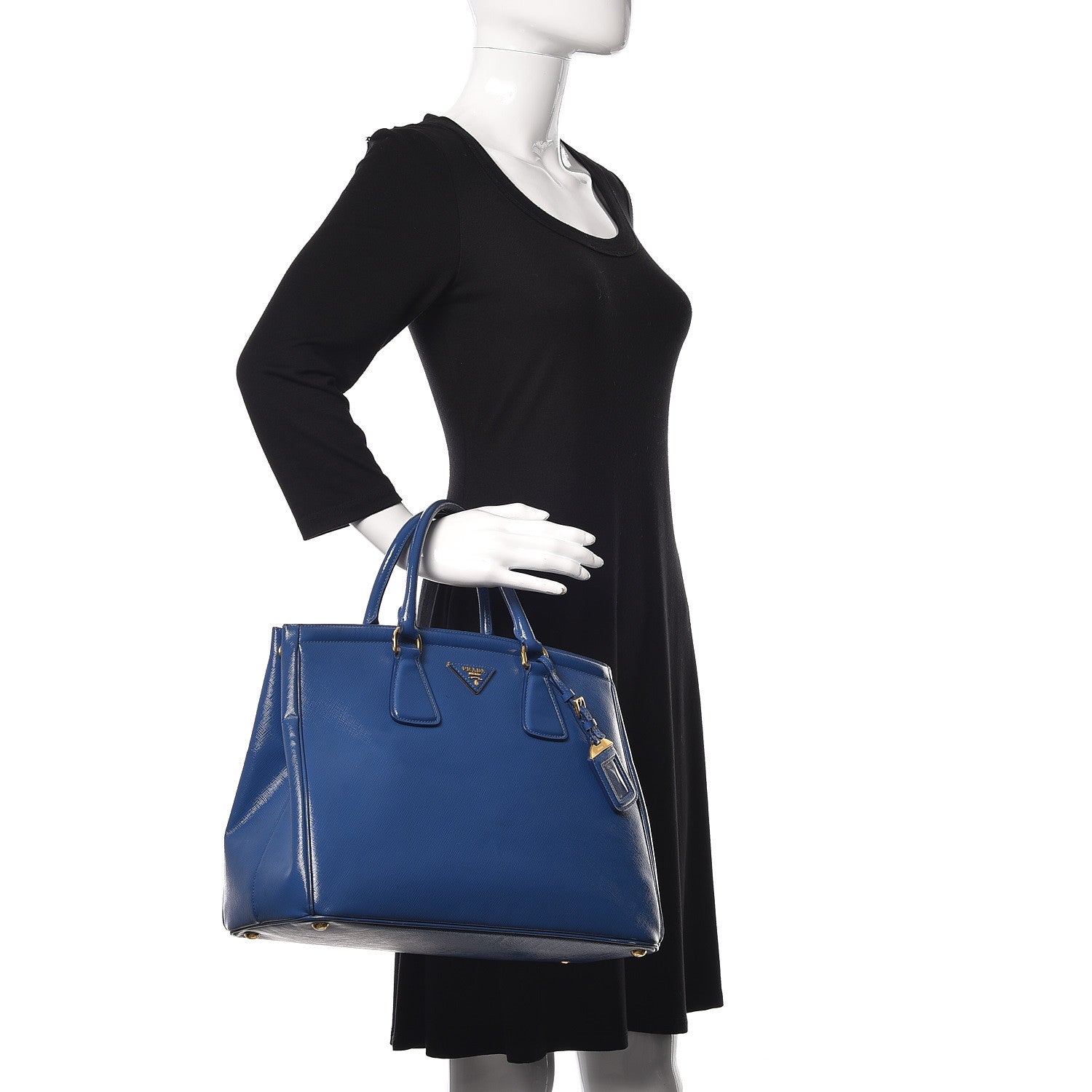 Prada Saffiano Vernice Shopping Tote Azzurro 2 of 26