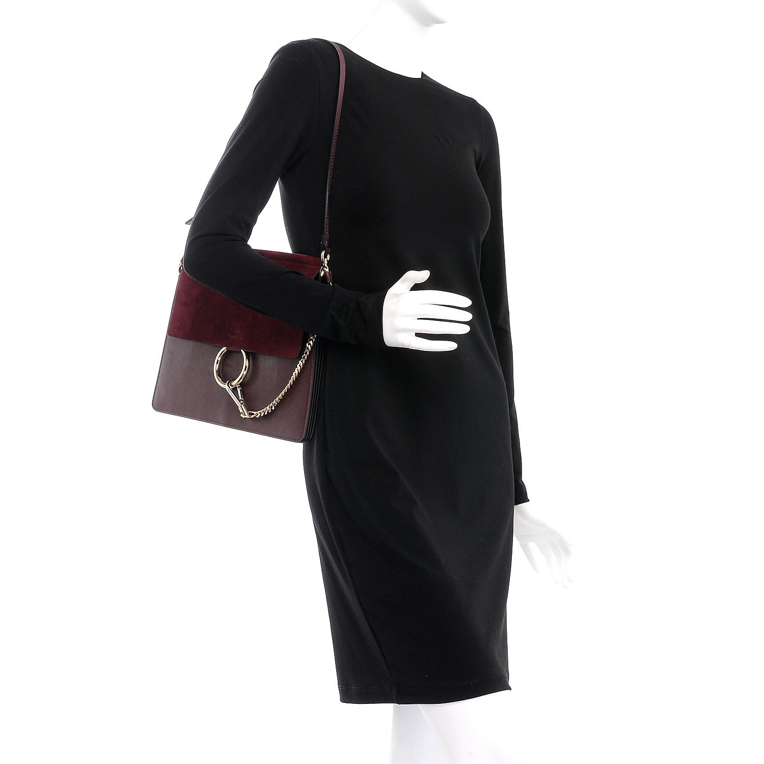 Chloe Calfskin Suede Medium Faye Shoulder Bag Intense Violine 2 of 7