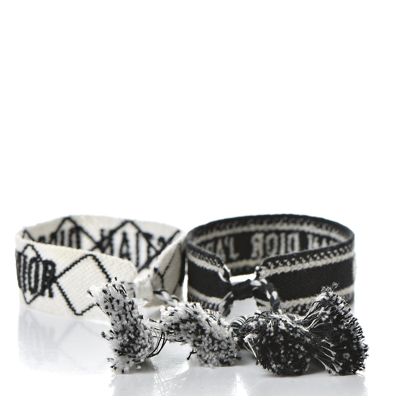 Christian Dior Woven Cotton J'Adior Friendship Bracelet Set Black White 4 of 4