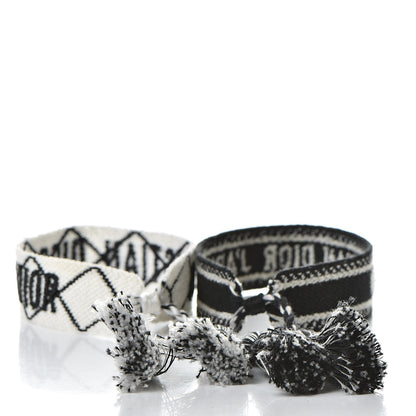 Christian Dior Woven Cotton J'Adior Friendship Bracelet Set Black White 4 of 4