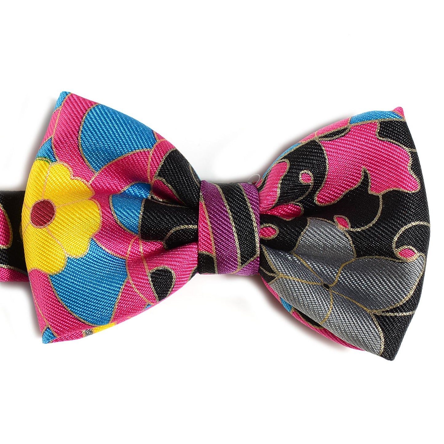 Silk Twill Collections Imperiales Bow Tie Noir Bleu Fuchsia