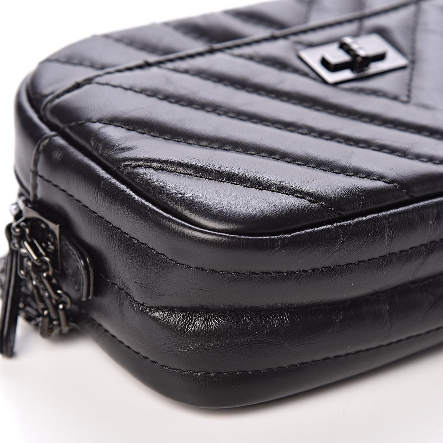 Aged Calfskin Chevron Mini Reissue Camera Case So Black