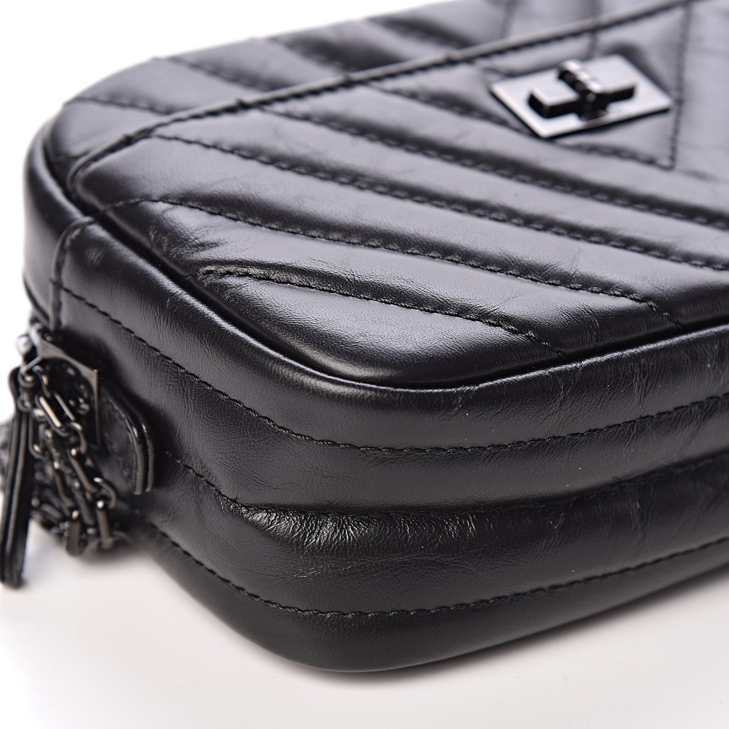 Chanel Aged Calfskin Chevron Mini Reissue Camera Case So Black 9 of 11