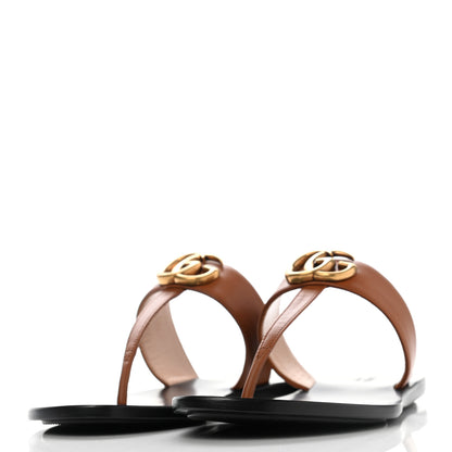 Gucci Calfskin GG Marmont Thong Sandals 37 Cognac 3 of 7