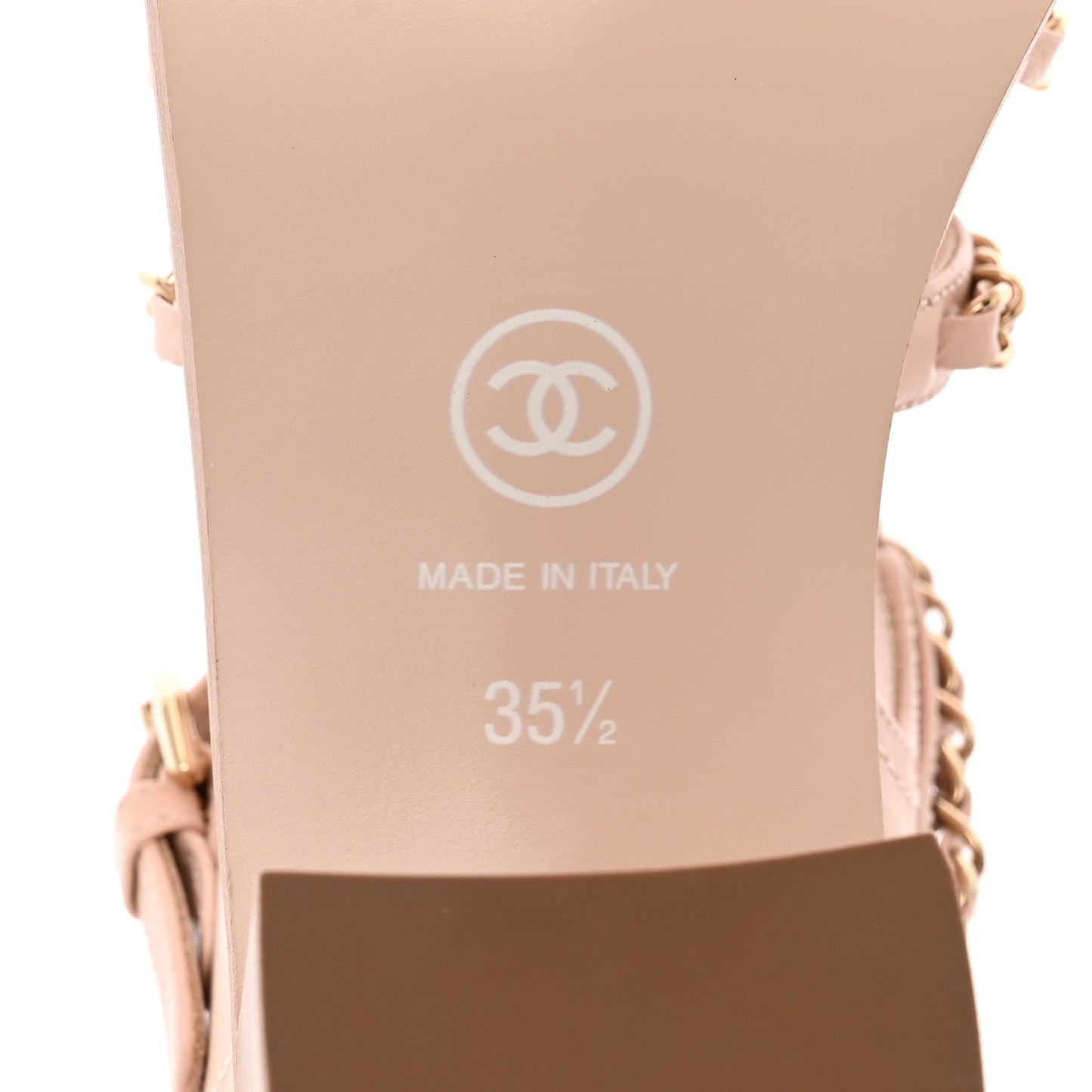 Calfskin Chain Sandals 35.5 Pink