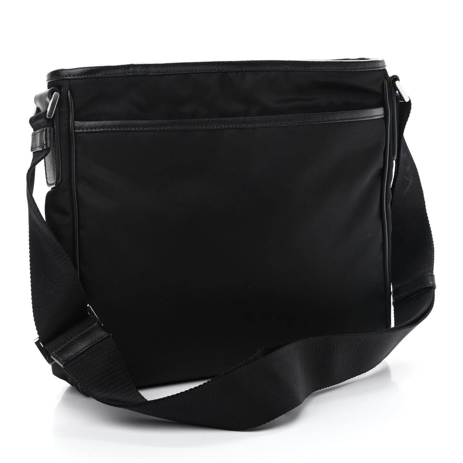 Prada Tessuto Nylon Saffiano Flat Messenger Bag Black 3 of 9