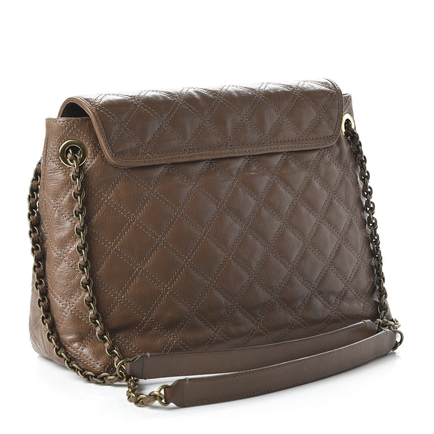 Lacquered Lambskin Baroque The XL Single Flap Truffle