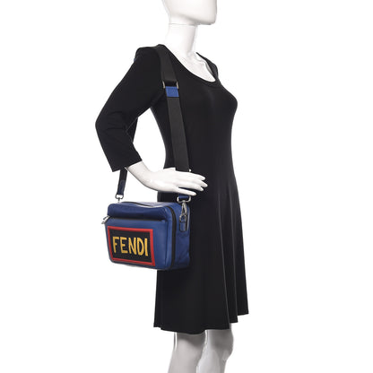 Fendi Nylon Vitello Century Vocabulary Camera Bag Blue Cobalto Blue Neon Sunflower 2 of 12