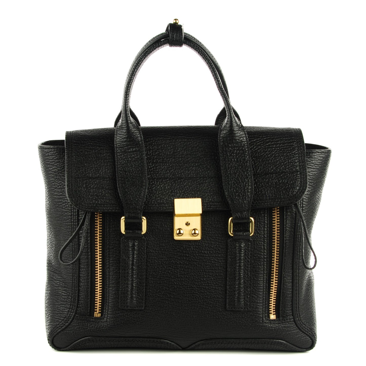 3.1 Textured Calfskin Medium Pashli Satchel Black