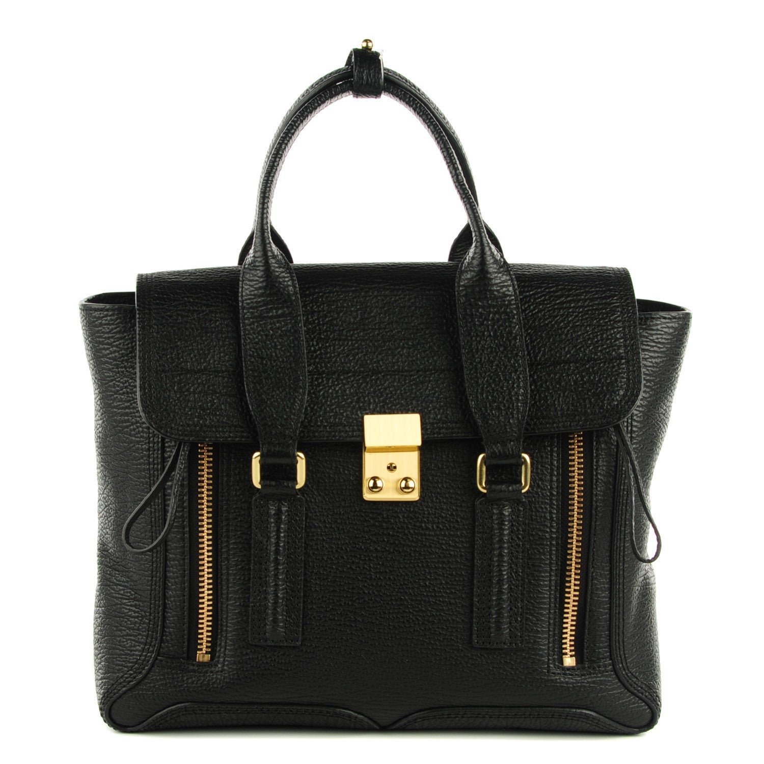 3.1 Phillip Lim 3.1 Textured Calfskin Medium Pashli Satchel Black 1 of 11