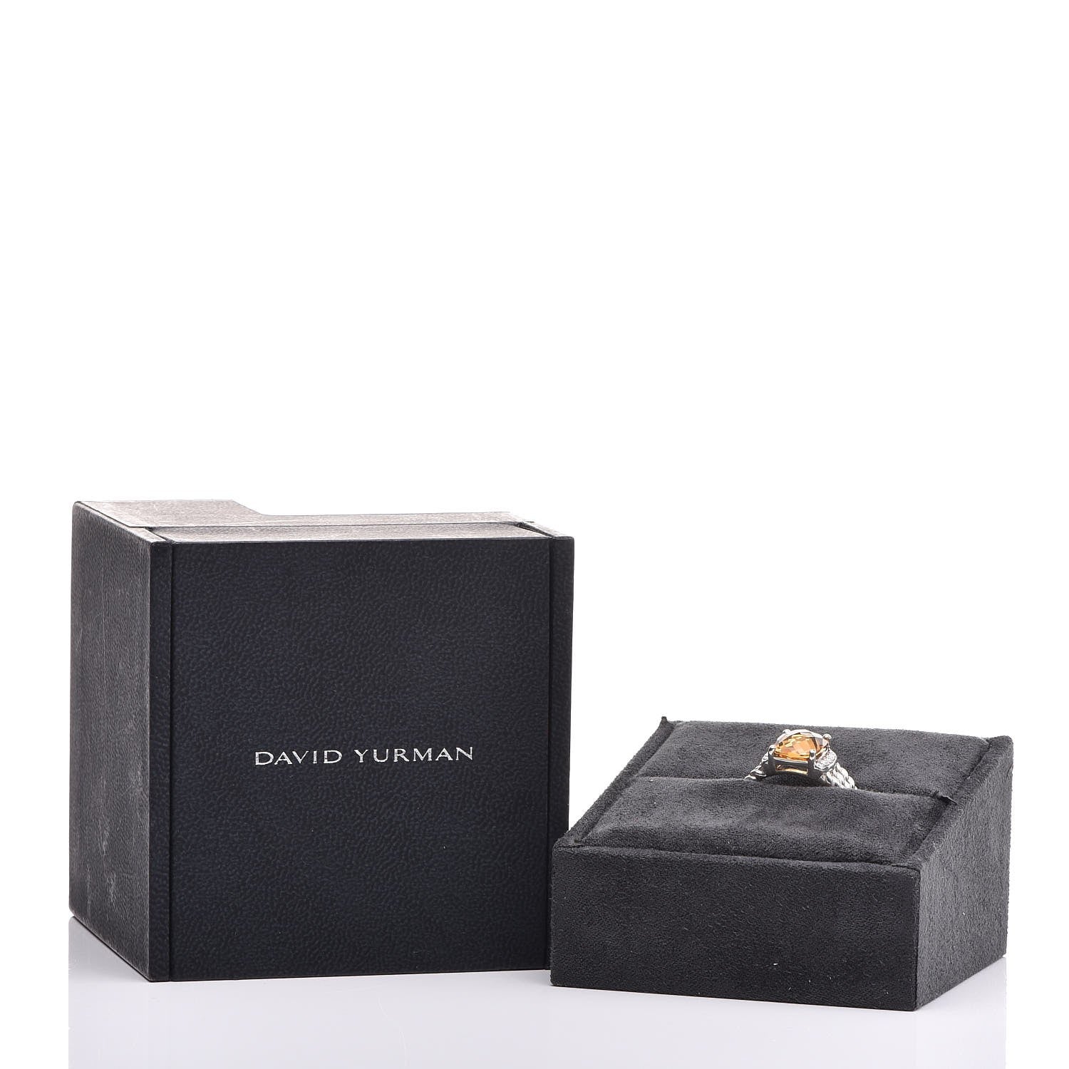 David Yurman Sterling Silver Diamond Citrine 10mm Petite Wheaton Ring 52 6 12 of 12