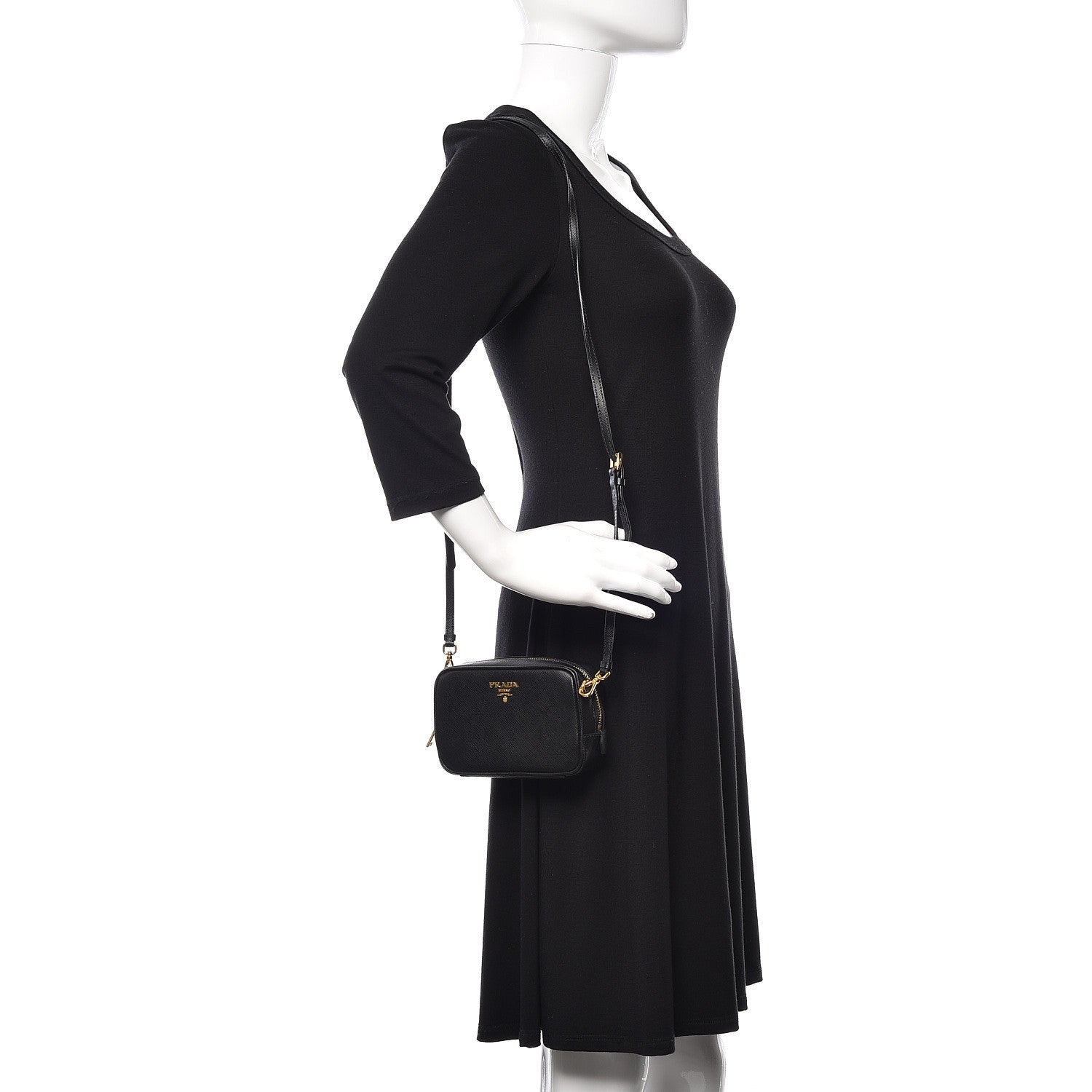 Prada Saffiano Mini Camera Crossbody Bag Black 2 of 12