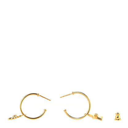 Christian Dior Metal Star Clover Hoop Earrings Gold 3 of 4
