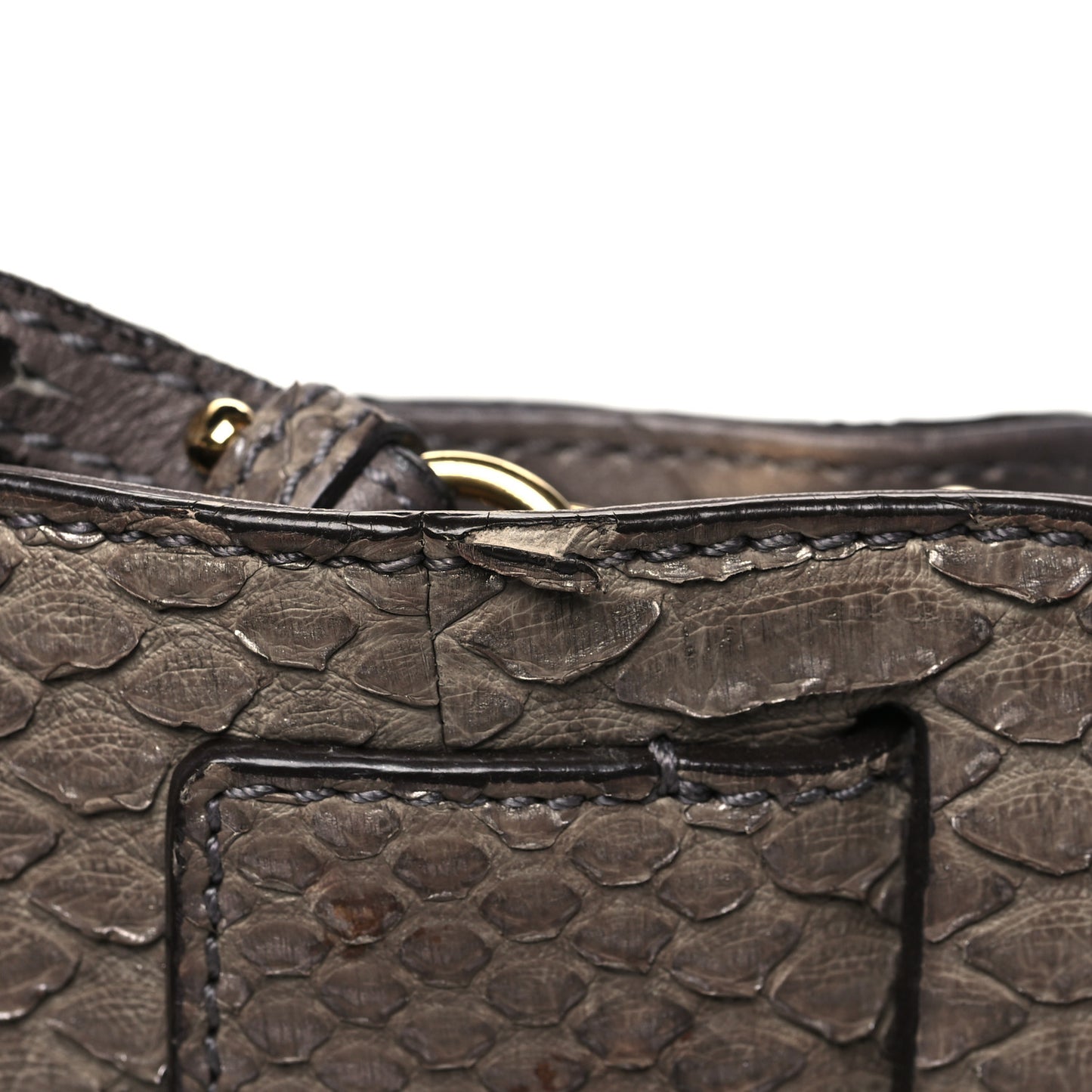 Snakeskin Gancio Satchel Clutch