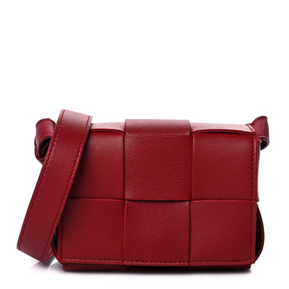 Bottega Veneta Lambskin Maxi Intrecciato Extra Mini Cassette Crossbody Bag Bordeaux 1 of 8