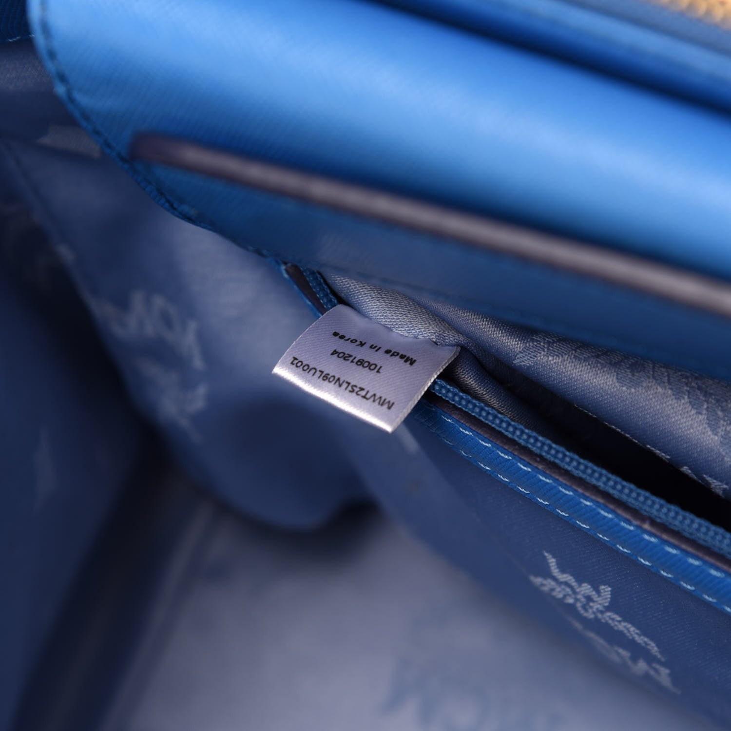 MCM Saffiano Nuovo Tote Blue 13 of 14