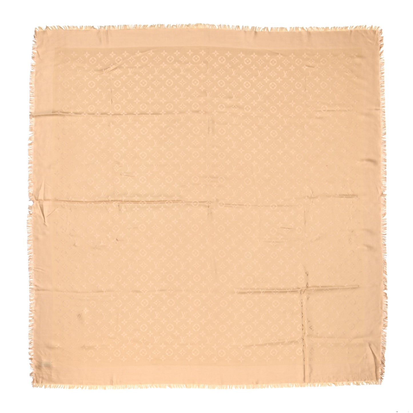 Silk Wool Monogram Shine Shawl Gold