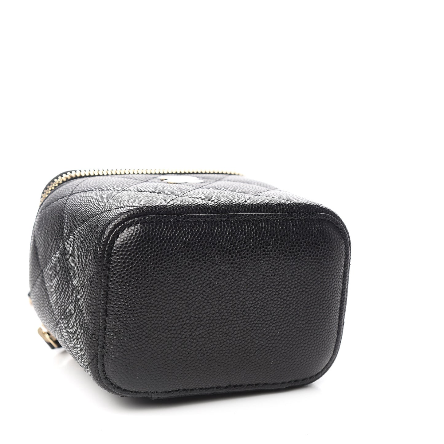 Caviar Quilted Mini Vanity Case With Chain Black