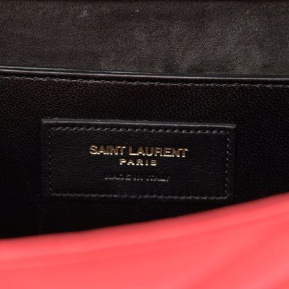 Saint Laurent Metallic Matelasse Chevron Small Monogram Chain Shoulder Bag Red 6 of 12
