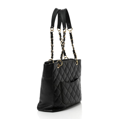 Chanel Caviar Quilted Petit Shopping Tote PST Black 3 of 10