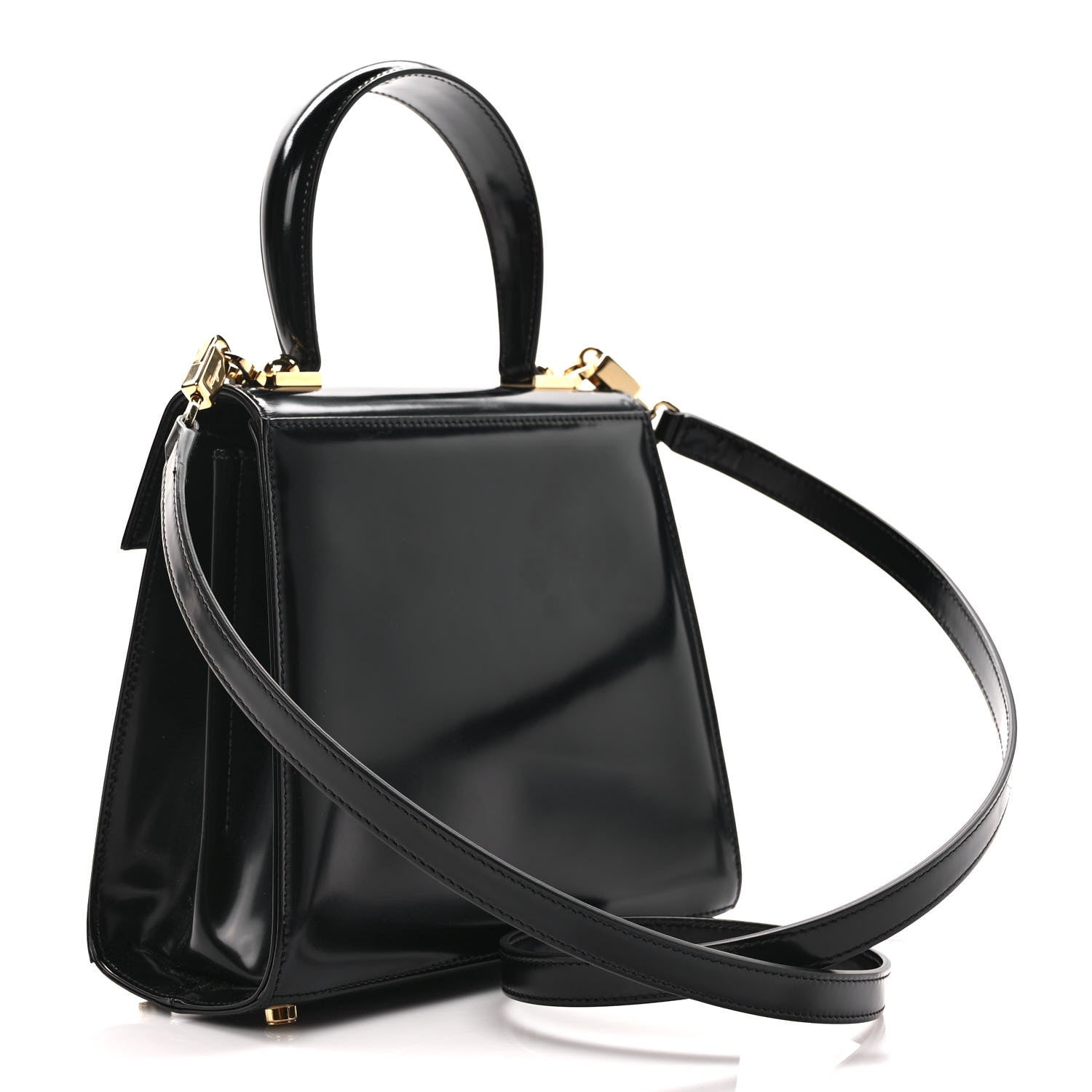 Salvatore Ferragamo Brushed Off Calfskin Iconic Top Handle Bag Black 3 of 8
