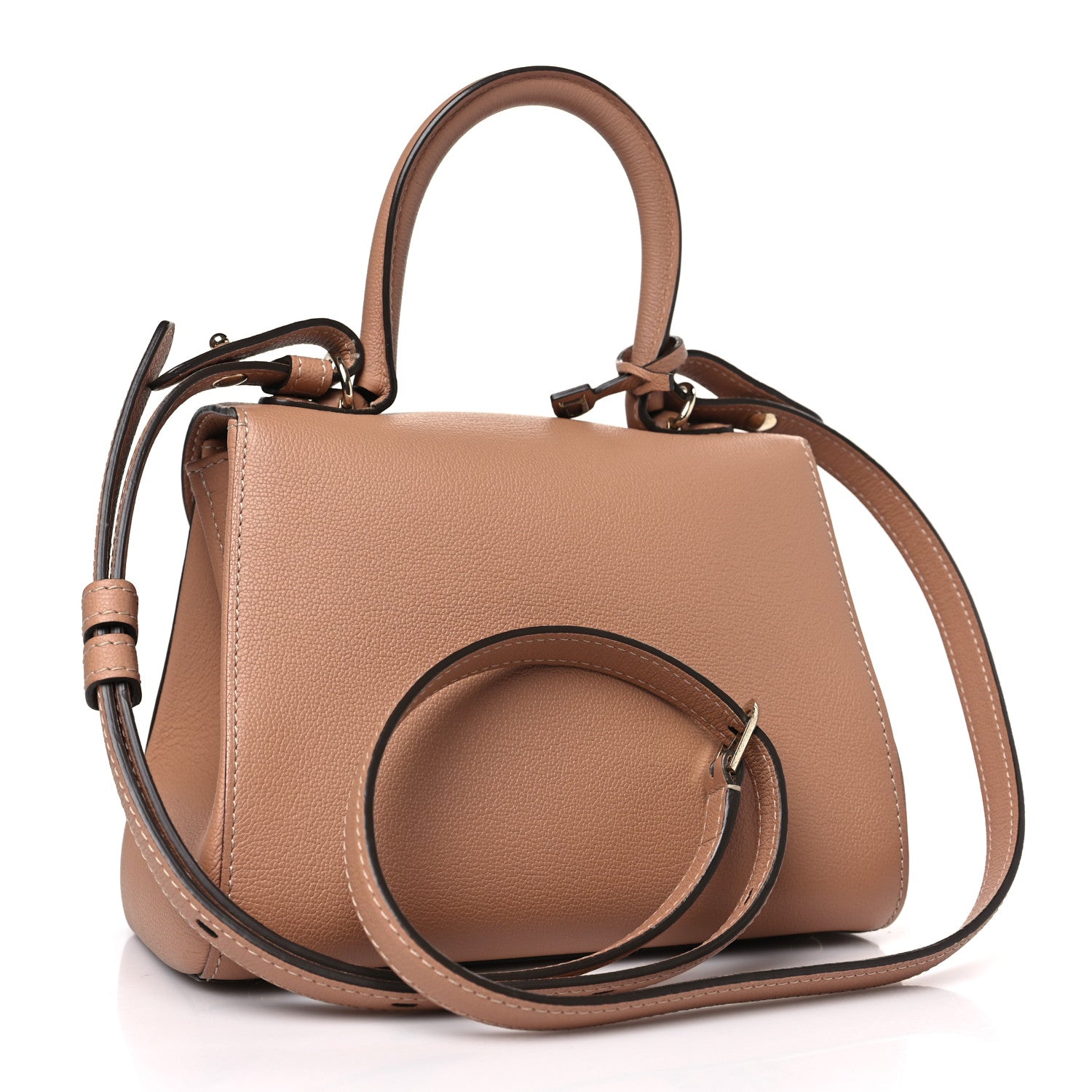 Delvaux Grained Calfskin Mini Brillant Satchel Nude 3 of 9