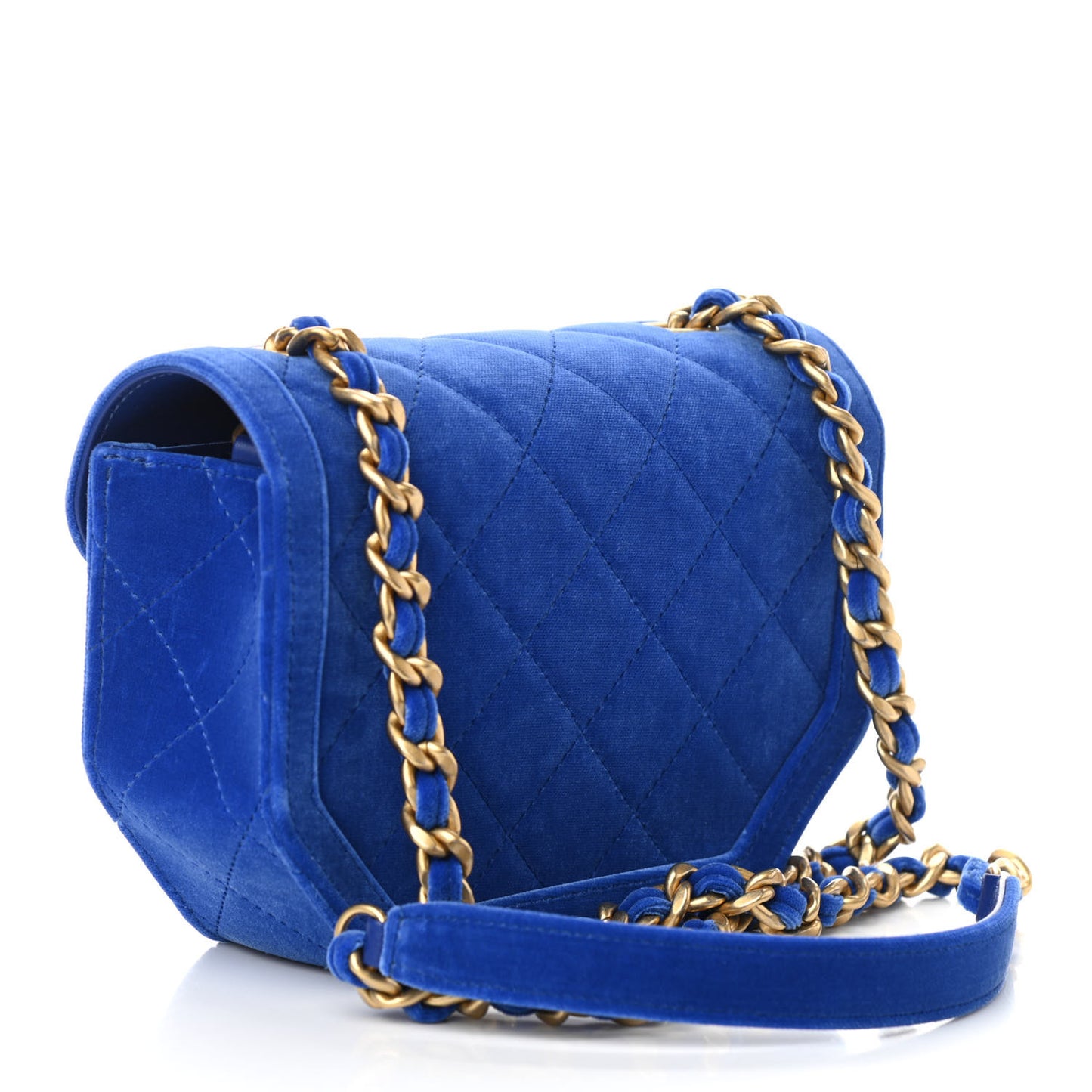 Velvet Quilted Mini Place Vendome Flap Blue