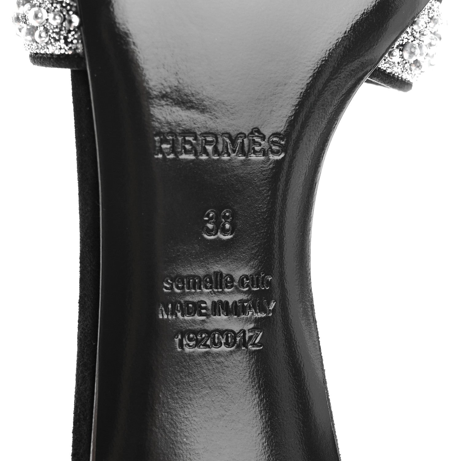 Hermes Suede Goatskin Crystal Oasis Sandals 38 Gris Argente Black 6 of 7