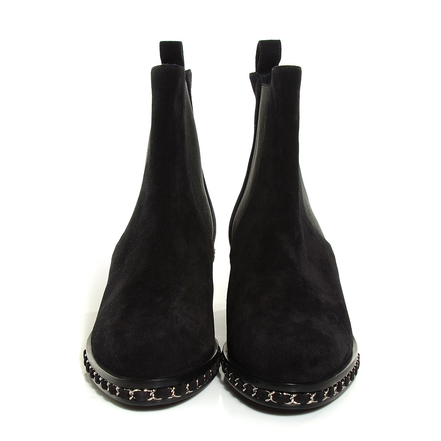 Chanel Suede Chain Around Elastic Boots 39 Marron Clair 2 of 8