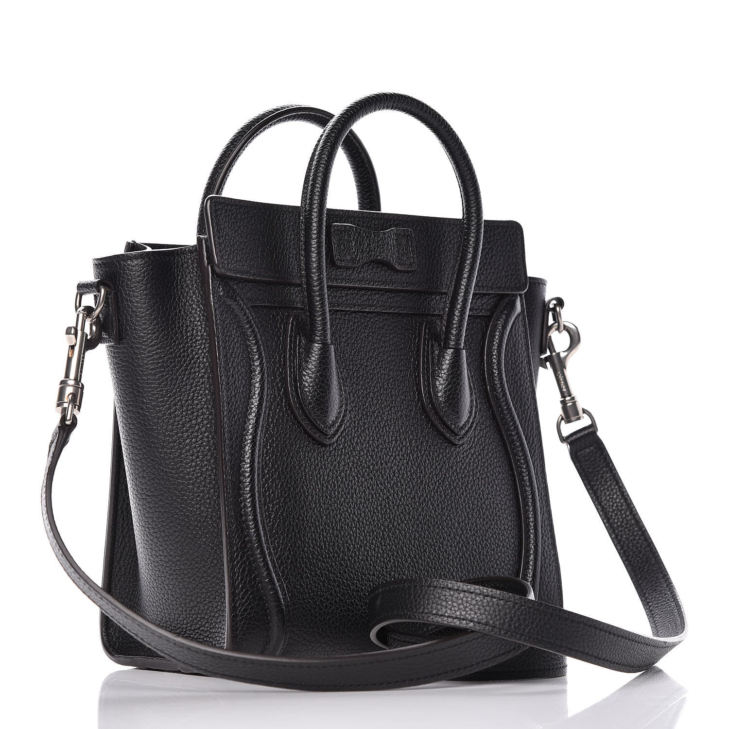 Celine Drummed Calfskin Nano Luggage Black 3 of 9