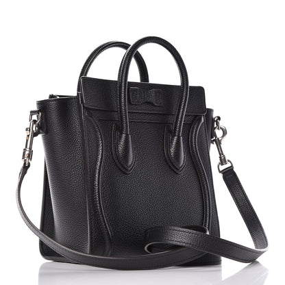 Celine Drummed Calfskin Nano Luggage Black 3 of 9