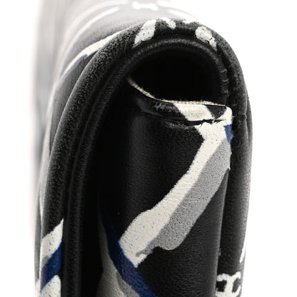 Chanel Lambskin Printed Quilt Flap Clutch Black White 13 of 15