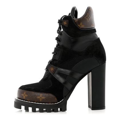 Louis Vuitton Suede Calfskin Monogram Star Trail Ankle Boots 39 Black 1 of 9
