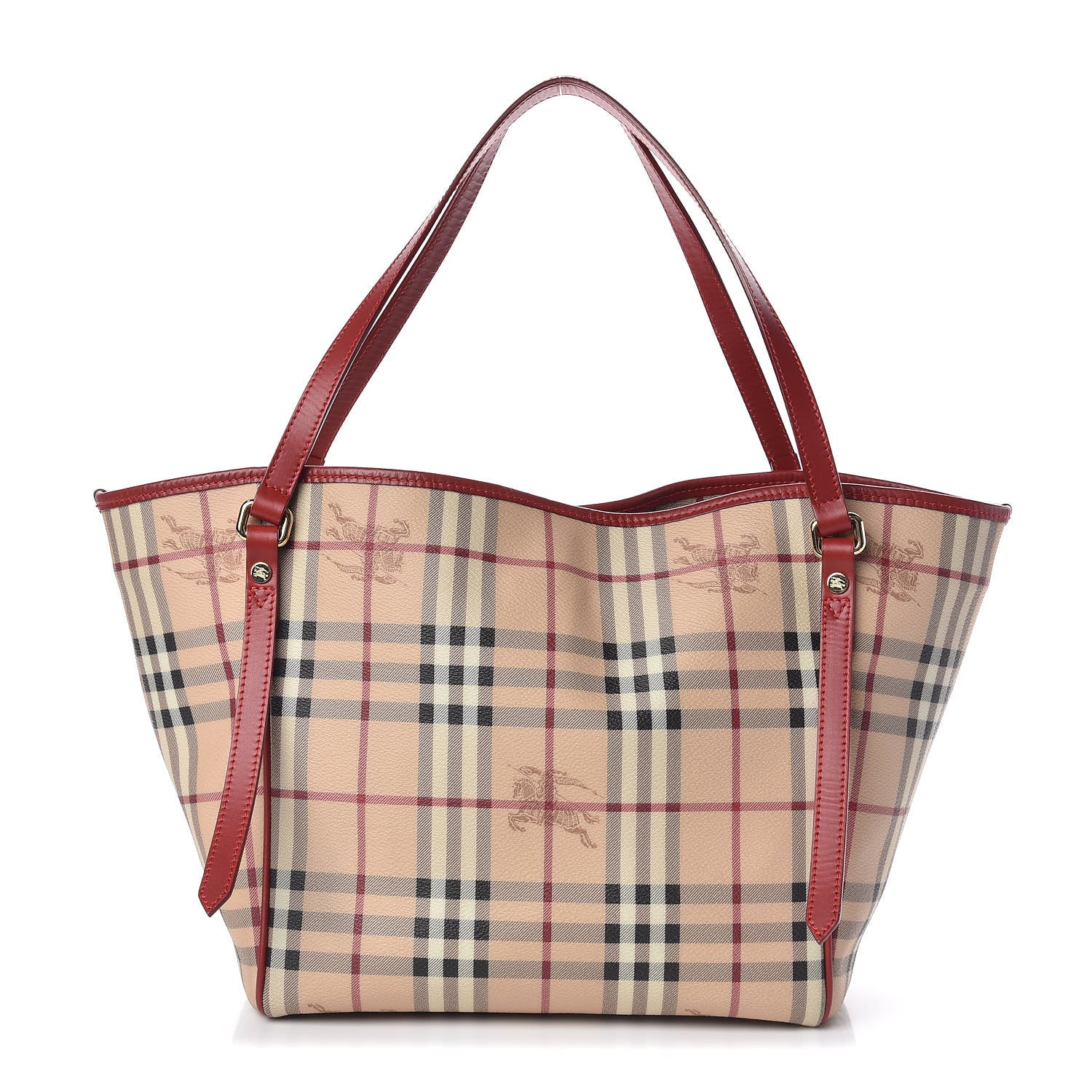 Burberry Haymarket Check Small Canterbury Tote Coral Red 1 of 12