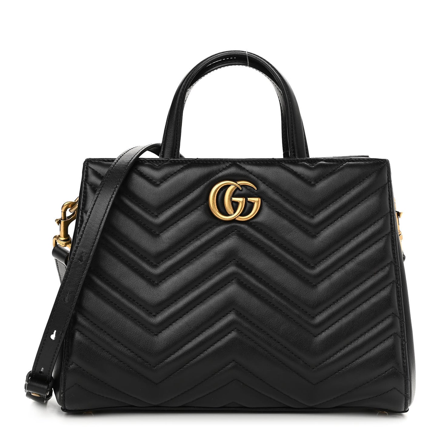 Calfskin Matelasse Small GG Marmont Tote Black