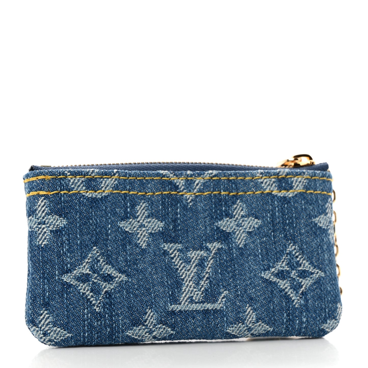 Monogram Denim Key Pouch Denim Blue