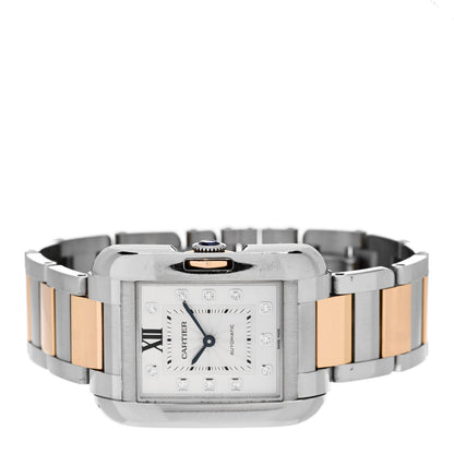 Cartier Stainless Steel 18K Pink Gold Diamond 30mm Tank Anglaise Automatic Watch 2 of 5