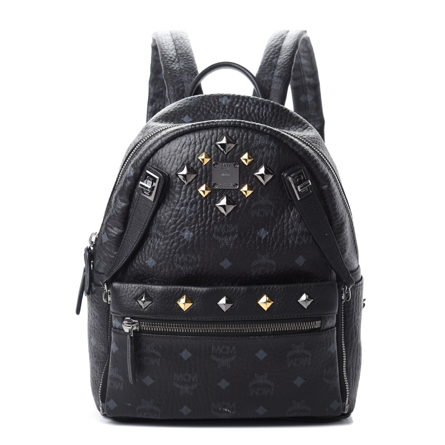 MCM Visetos Studded Small Dual Stark Backpack Black 1 of 19