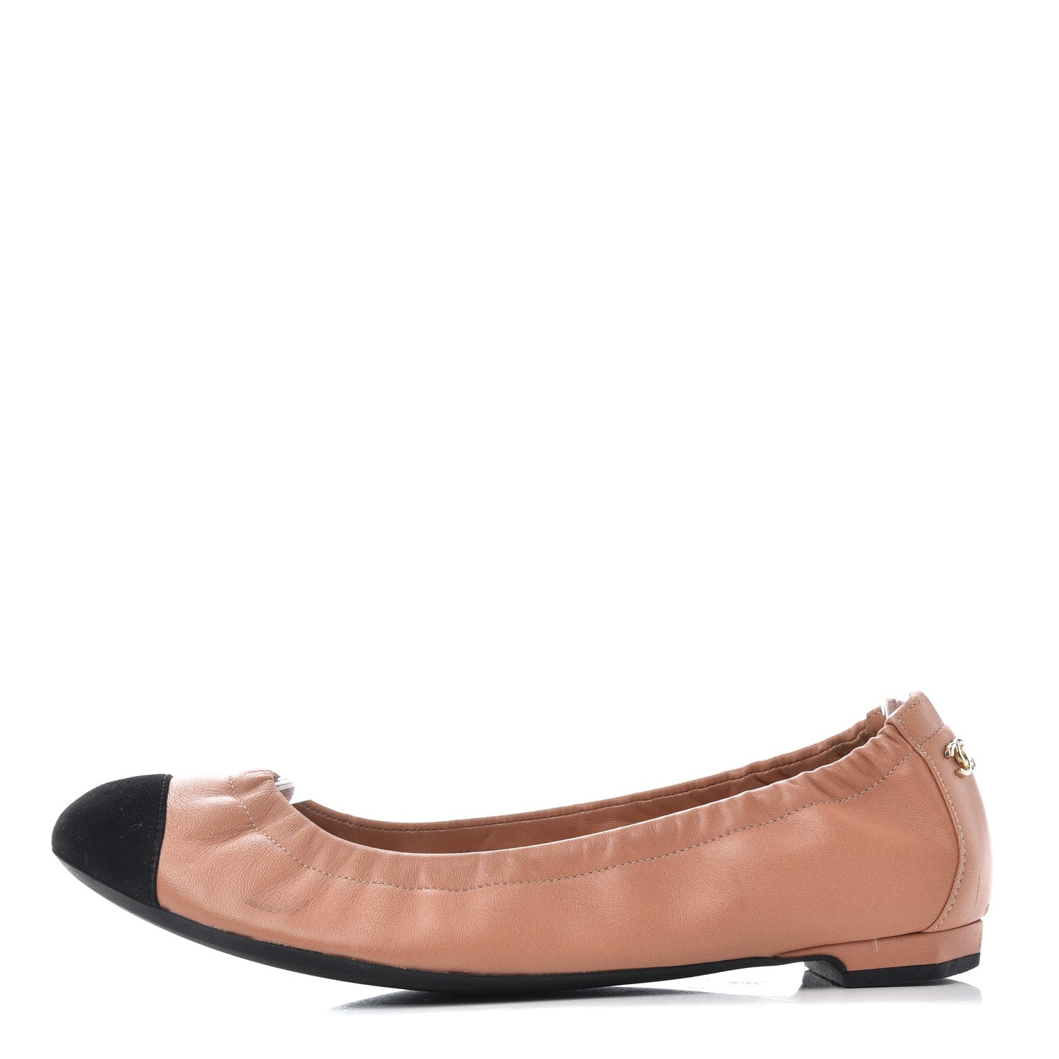 Chanel Lambskin Suede CC Elastic Cap Toe Ballerina Flats 36 Pink Black 1 of 10