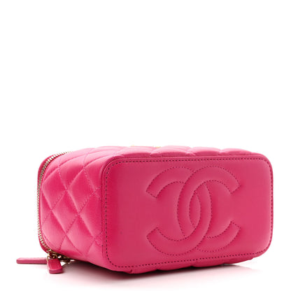 Chanel Lambskin Quilted Small Top Handle Vanity Case With Chain Dark Pink 4 of 11