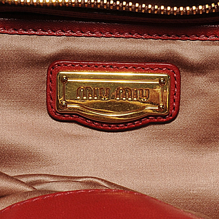 Miu Miu Leather Matelasse Bowler Red 3 of 9
