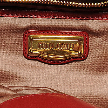 Miu Miu Leather Matelasse Bowler Red 3 of 9