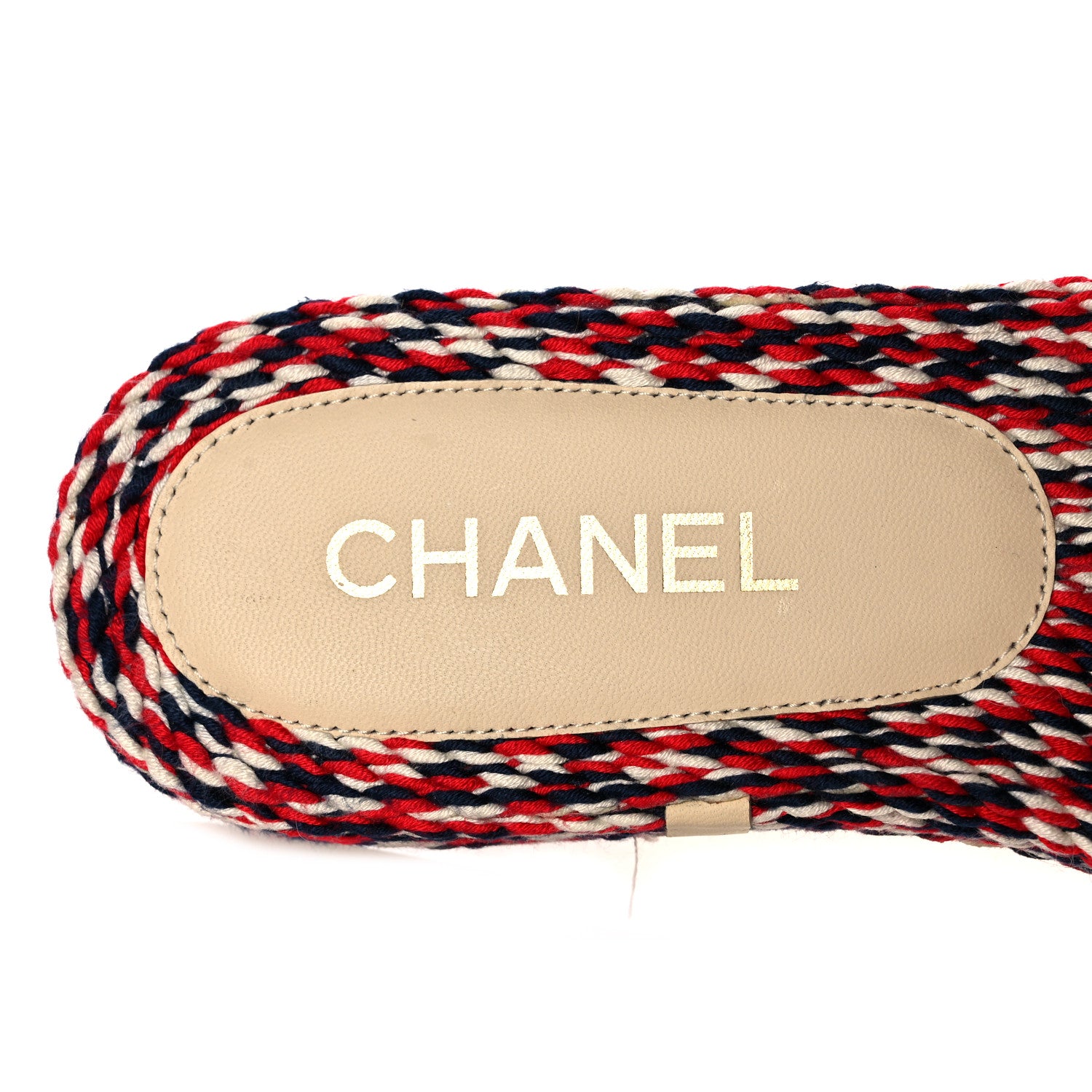 Chanel Cord CC Espadrille Slip On Sandals 36 Red Blue White 7 of 10