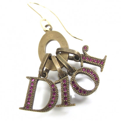 Christian Dior Crystal Logo Charm Earrings Pink 5 of 5