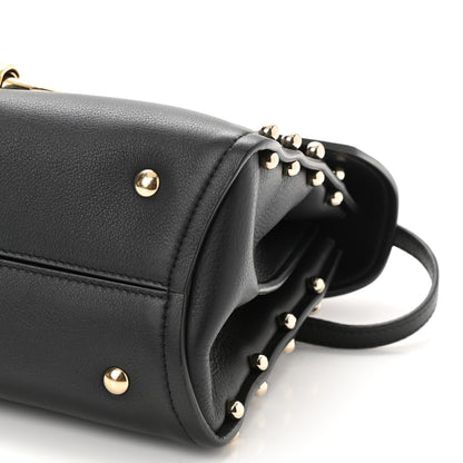 Salvatore Ferragamo Calfskin Studded Margot Top Handle Satchel Black 10 of 10
